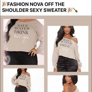 FASHION NOVA OFF THE SHOULDER SWEATER-OVERSIZED CAN FIT UP TO A LARGE/BUNDLE👖